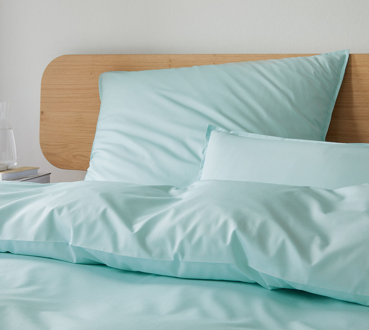 Mako Batist Bettwäsche Society in Salbei Streifen Schlafzimmer #farbe_Salbei