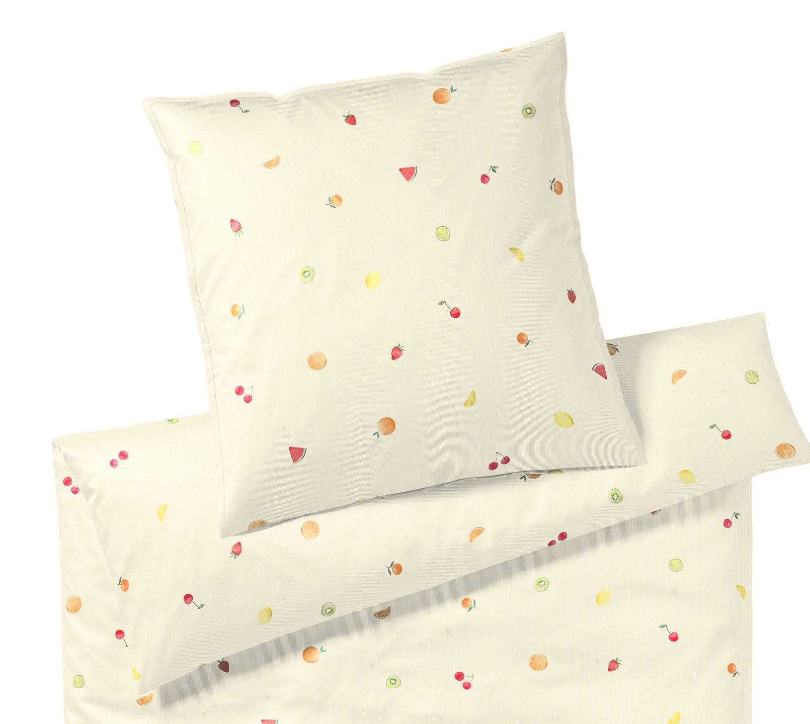 Mako Batist Bettwäsche Tutti Frutti in Sonnengelb Früchte Freisteller #farbe_Sonnengelb