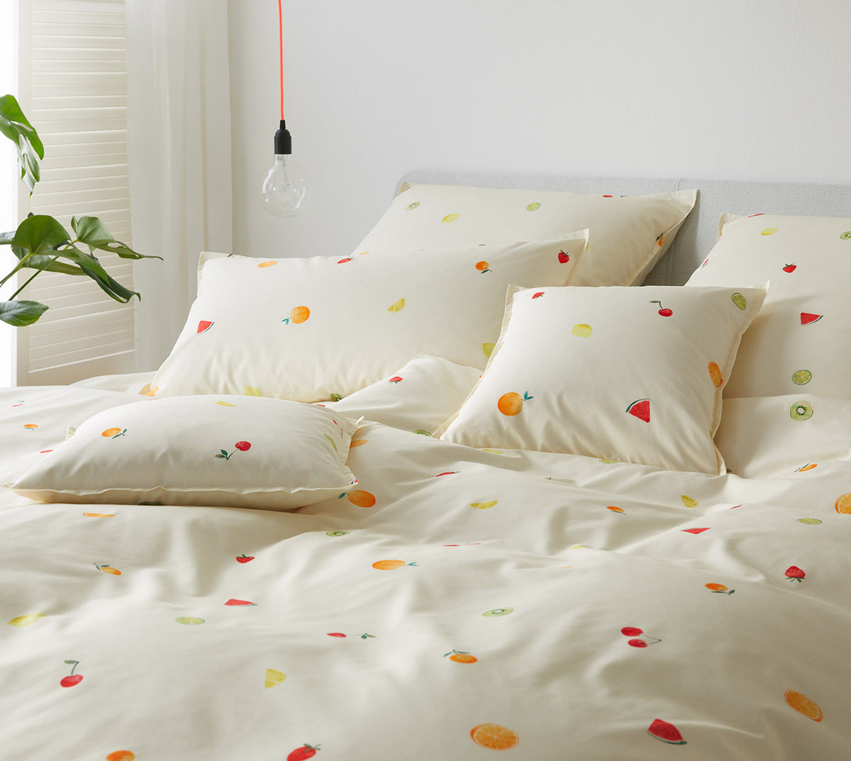 Mako Batist Bettwäsche Tutti Frutti in Sonnengelb Früchte Schlafzimmer #farbe_Sonnengelb