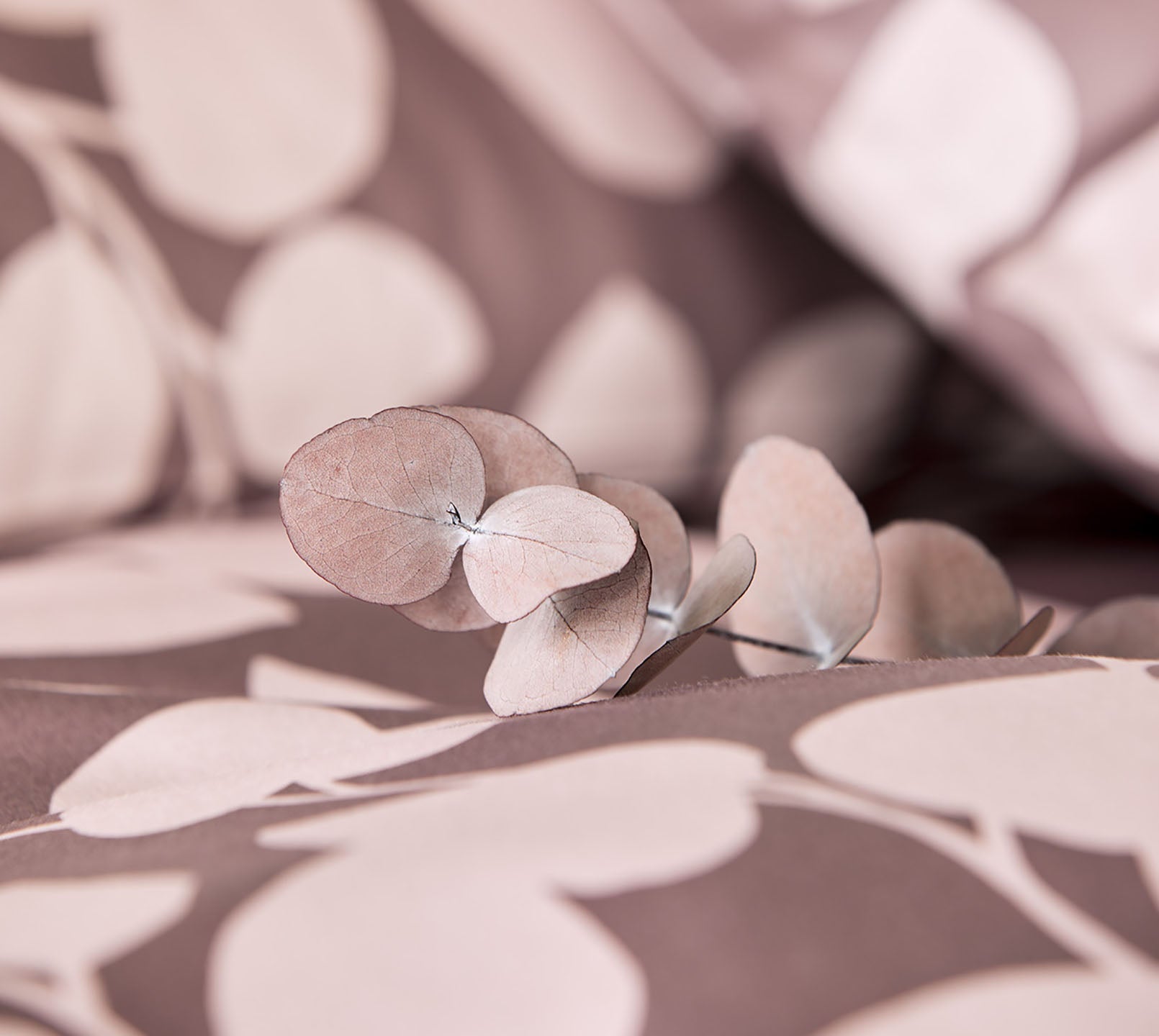 Satin Bettwäsche Blättermotiv Twice in Weinrot Blätter Detail #farbe_Weinrot