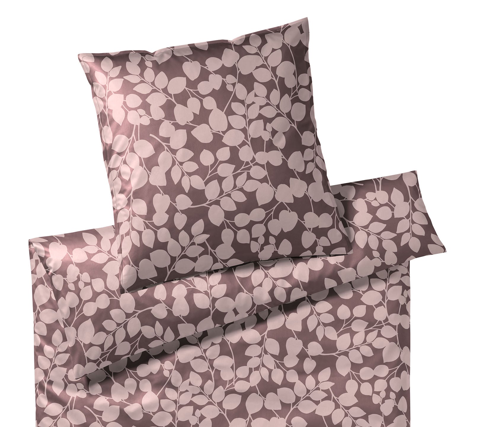 Satin Bettwäsche Blättermotiv Twice in Weinrot Blätter Freisteller #farbe_Weinrot