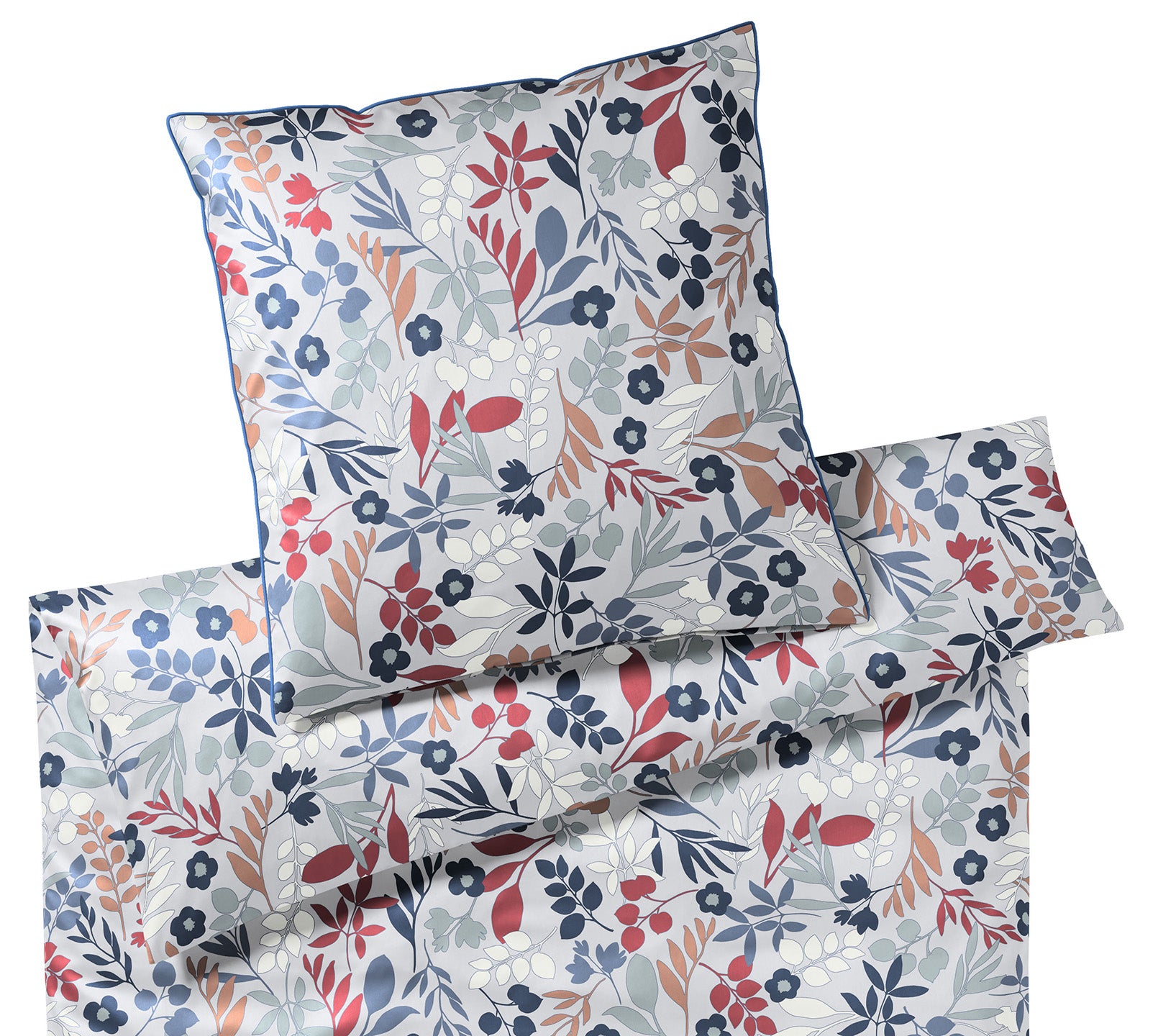 Satin Bettwaesche Selection in Blaubeer Blumen #farbe_Blaubeer