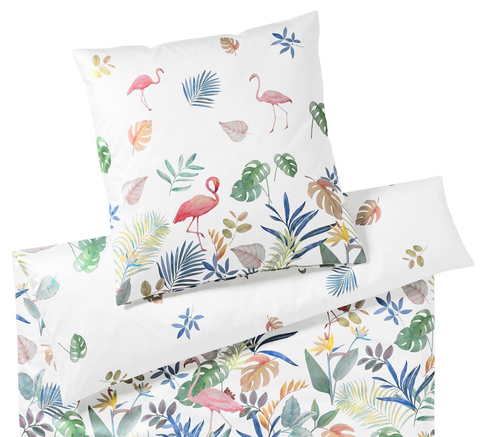 Seiden Satin Bettwäsche Flamingo in Weiß Flamingo Freisteller #farbe_Weiß