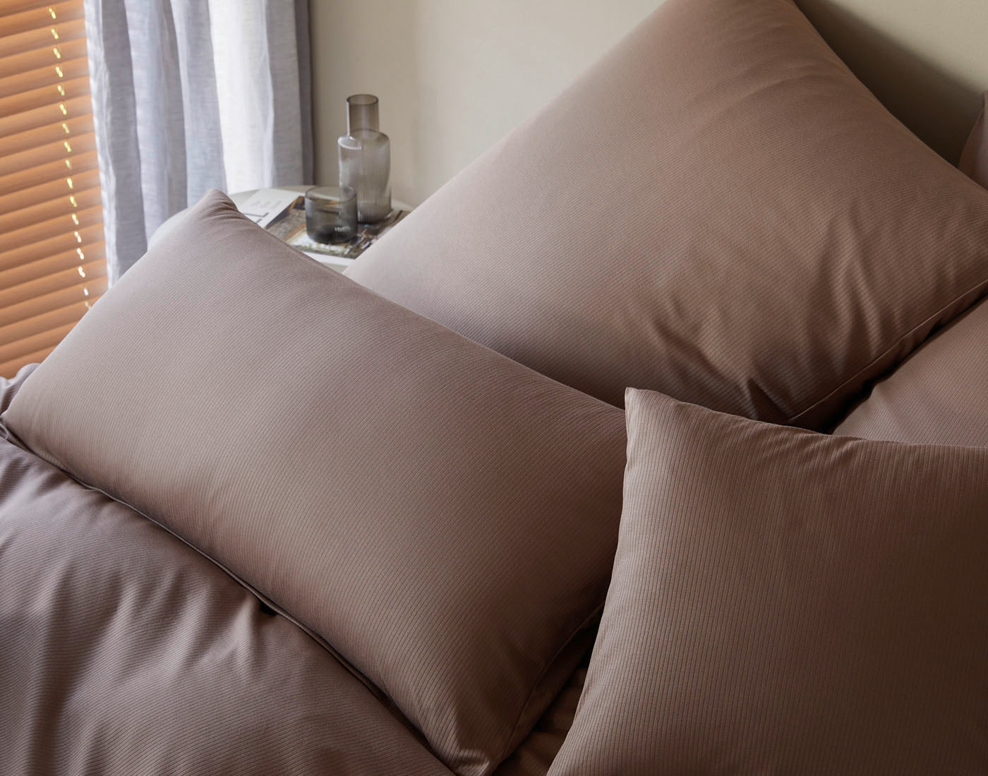 Cord Jersey Bettwäsche Braun Schlafzimmer