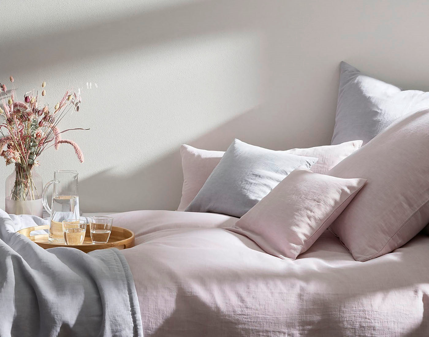 Halbleinen Bettwäsche Breezee Rose Schlafzimmer