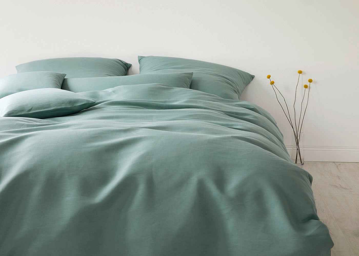 Halbleinen Bettwäsche Breezee Grün Uni Schlafzimmer