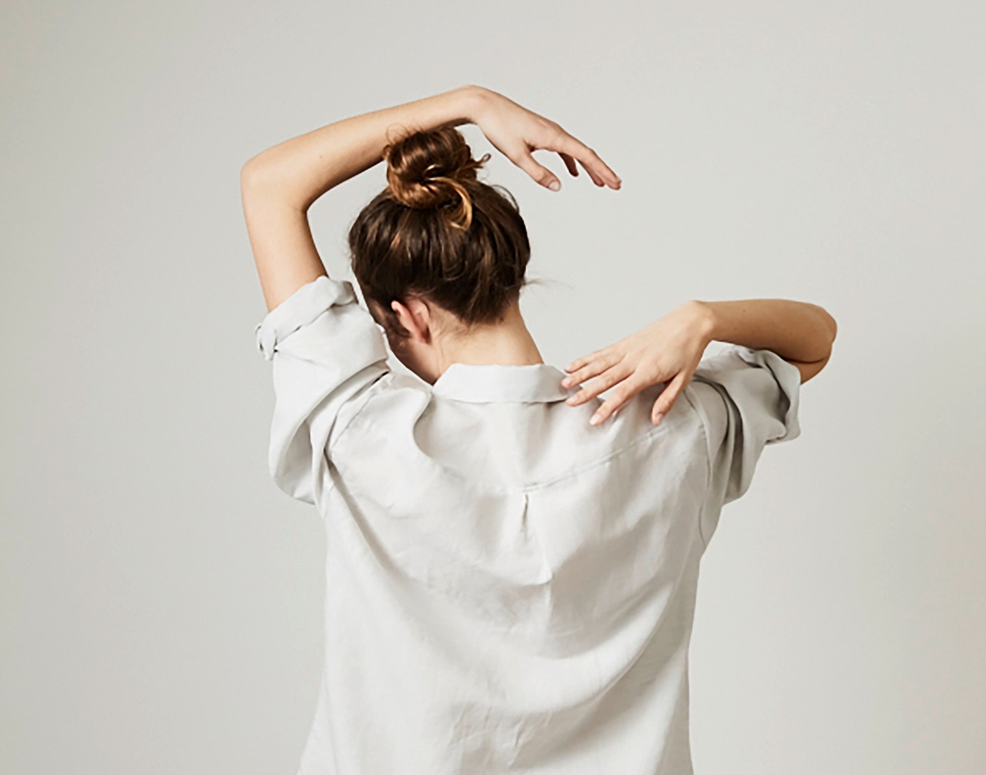 Halbleinen Homewear Tunika Beige Model