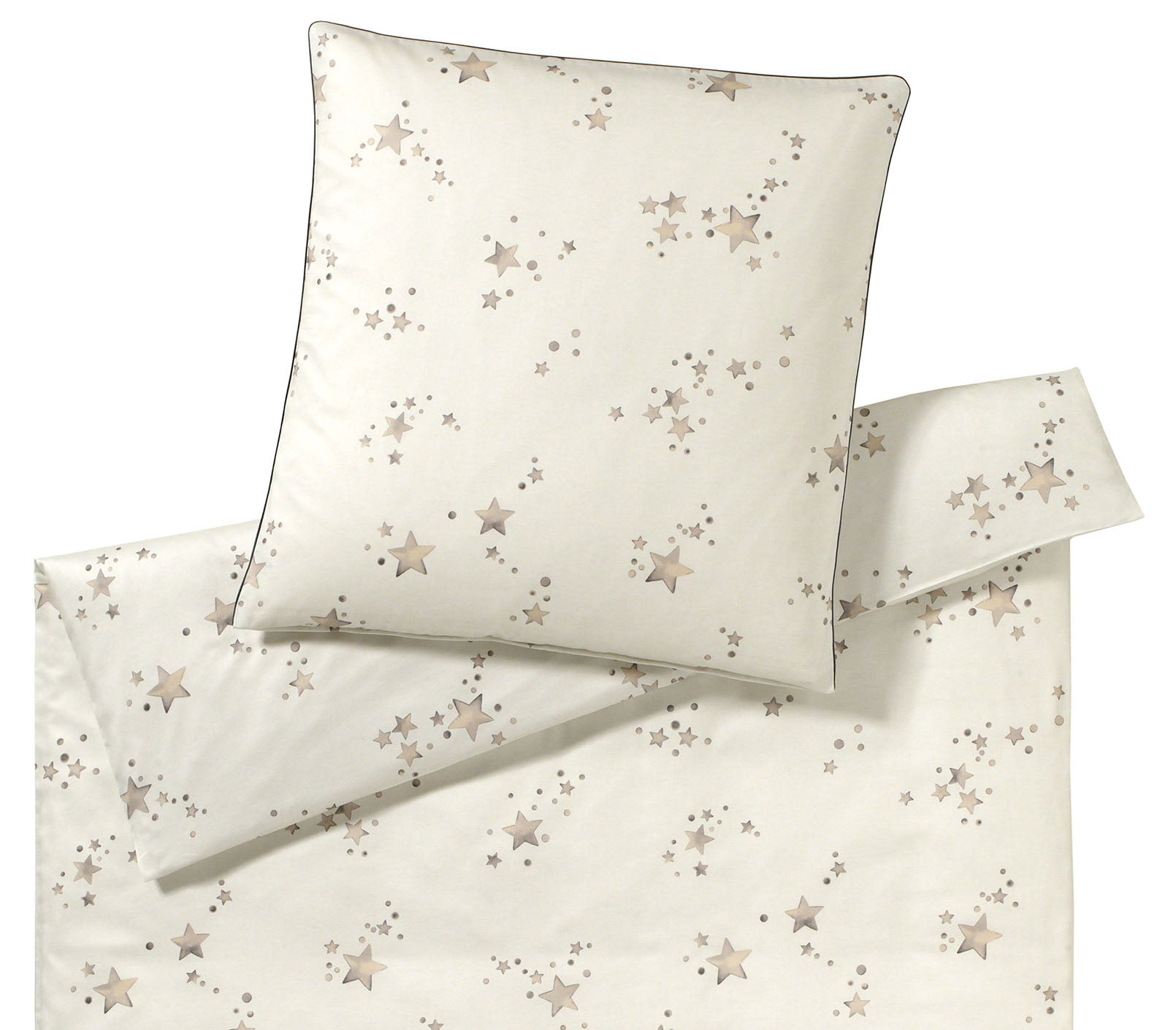Satin Bettwäsche Startime Creme mit Sternen Freisteller #farbe_Creme