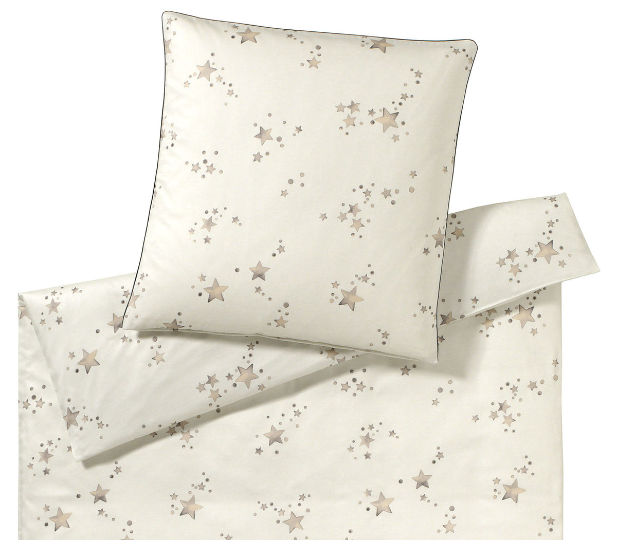 Satin Bettwäsche Startime Creme mit Sternen Freisteller #farbe_Creme