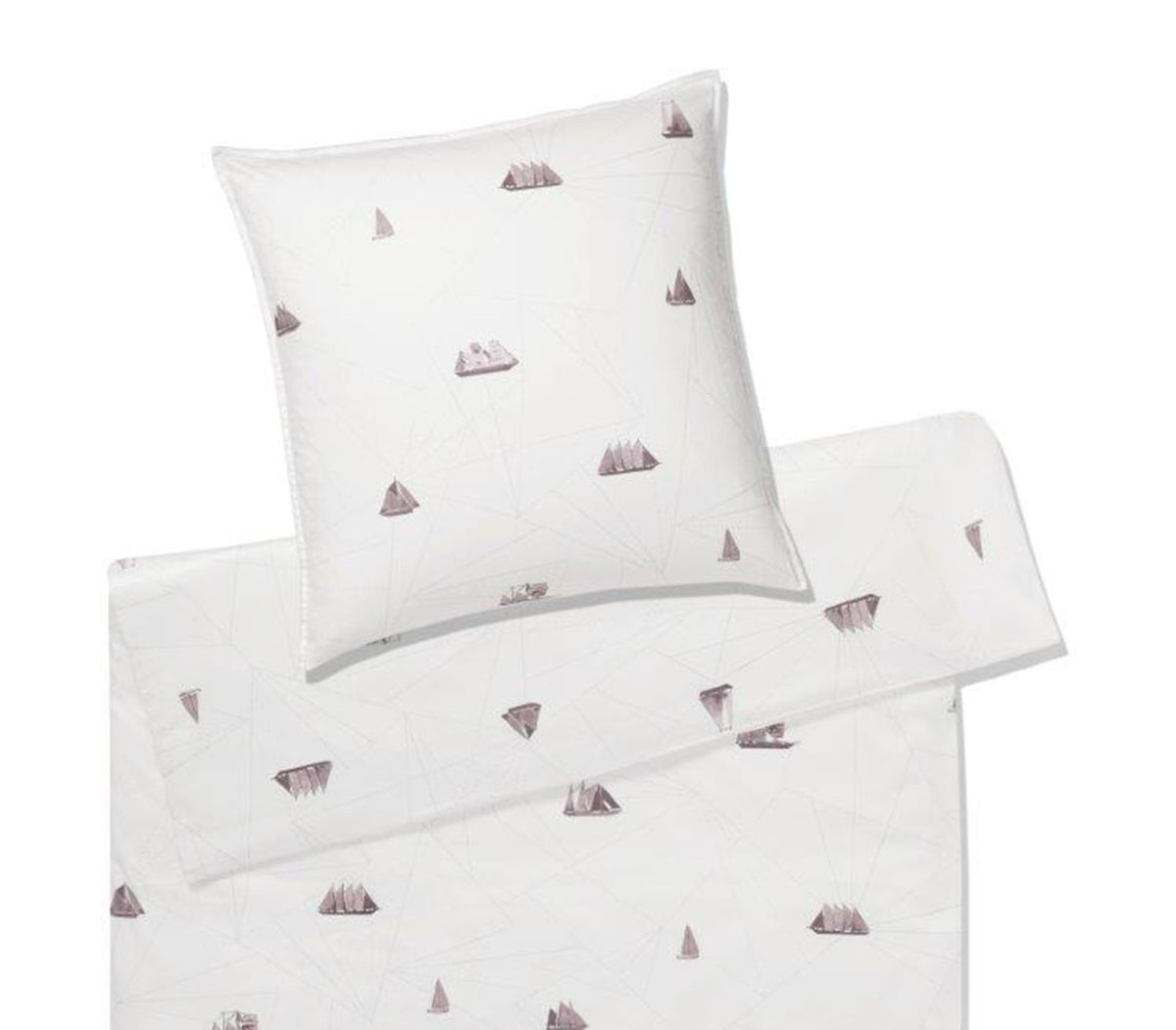 Satin Bettwäsche Sailor Sand mit Segelbooten Freisteller #farbe_Sand