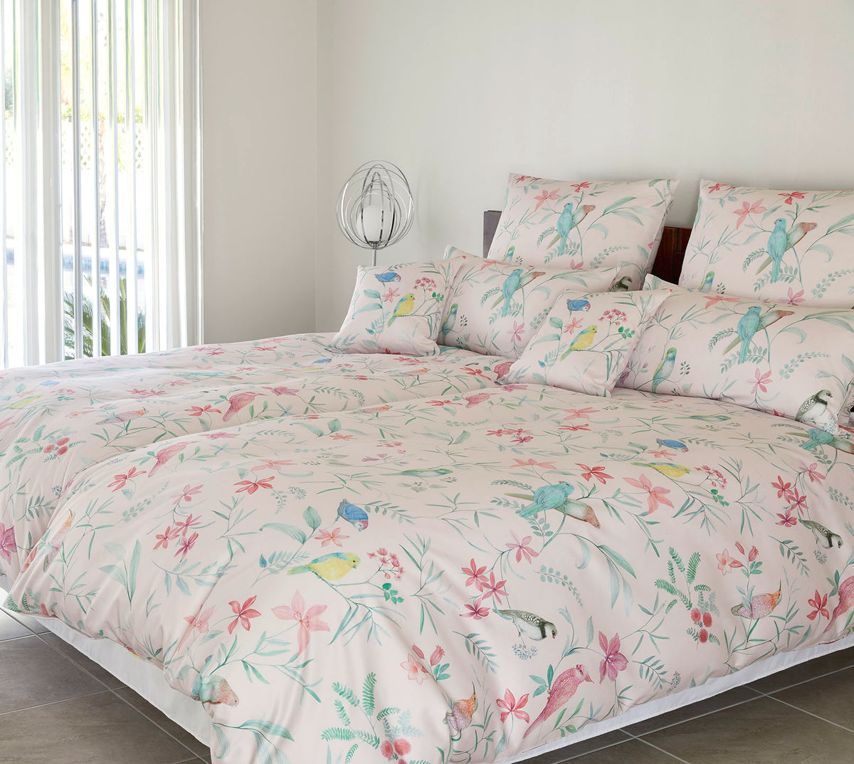 Satin Bettwäsche Springbirds Vögel in Rose Schlafzimmer #farbe_Springbirds Rose