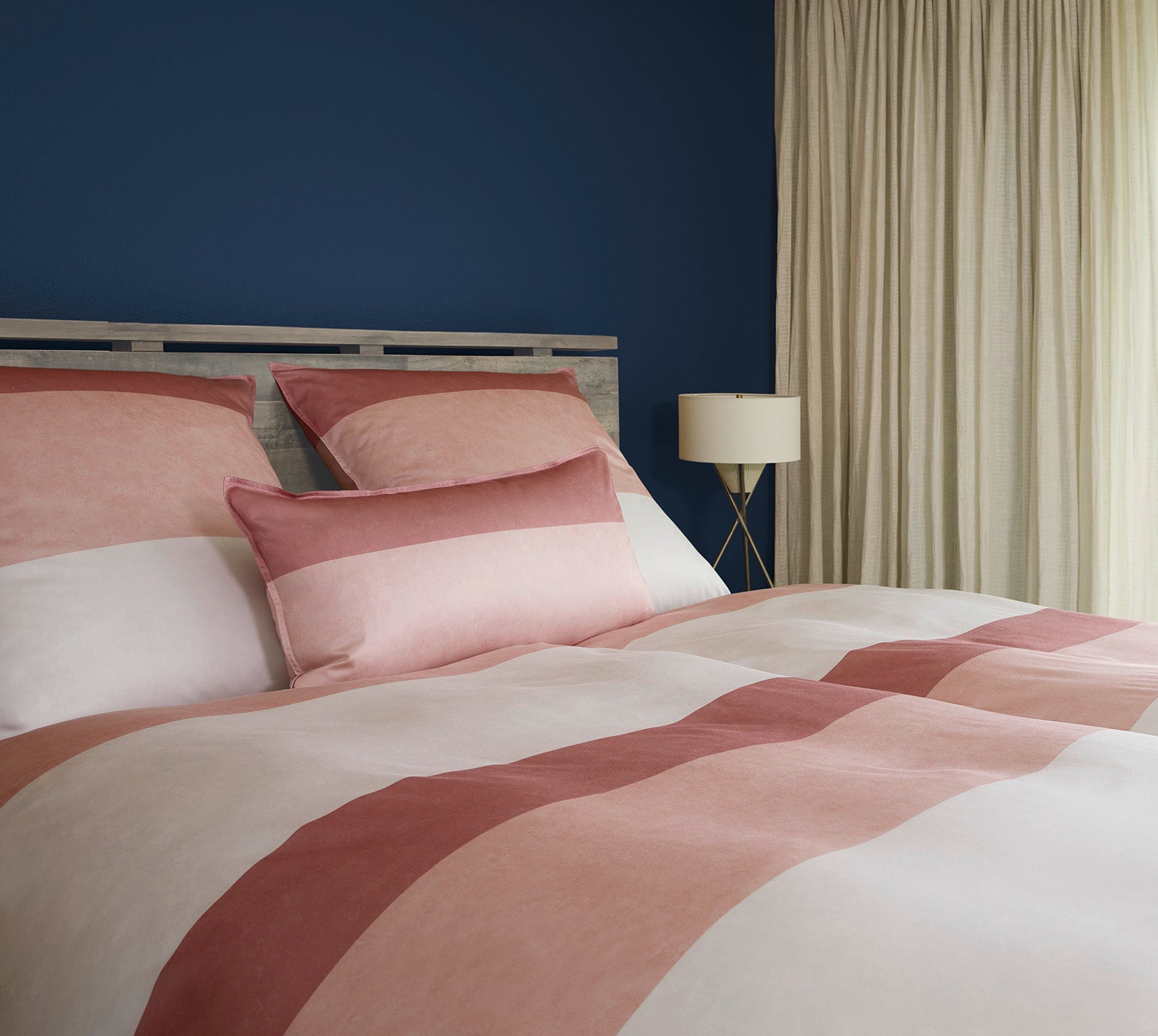 Satin Bettwäsche Riverside Rose Streifen Schlafzimmer #farbe_Rose