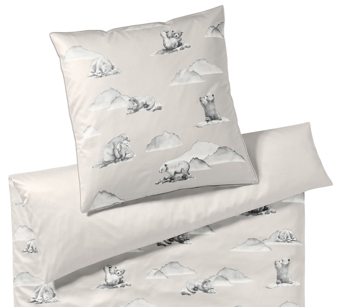 Satin Bettwäsche Eisbär Natur Schlafzimmer #farbe_Eisbär Natur