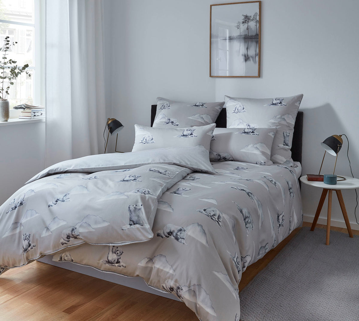 Satin Bettwäsche Eisbär Natur Schlafzimmer #farbe_Eisbär Natur