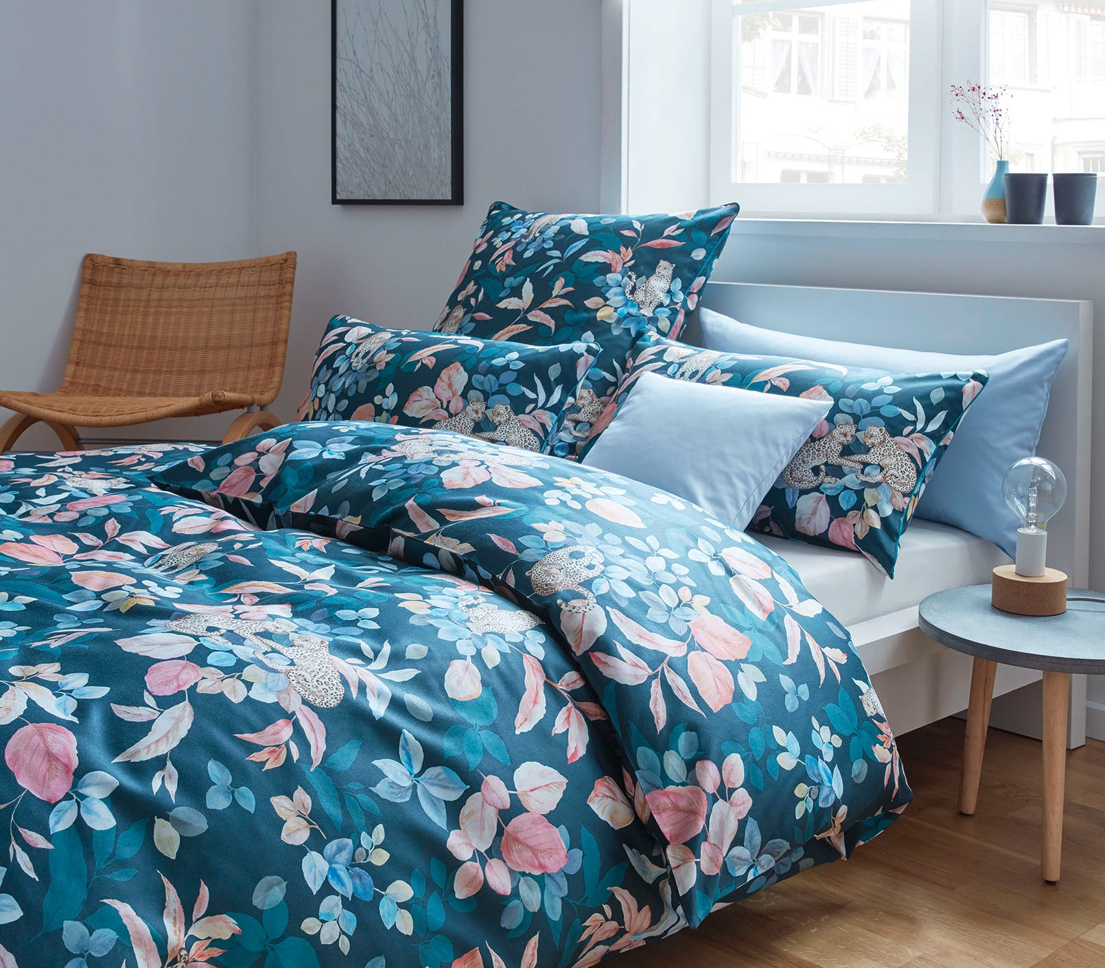 Satin Bettwäsche Wild Mix Leoparden Blätter Design Wild Grün Schlafzimmer #farbe_Wild Mix Wild Grün