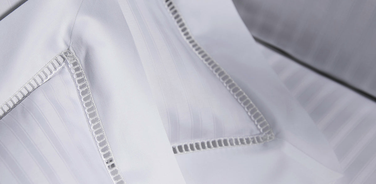 Jacquard Bettwäsche Weiß Hohlstickerei Detail