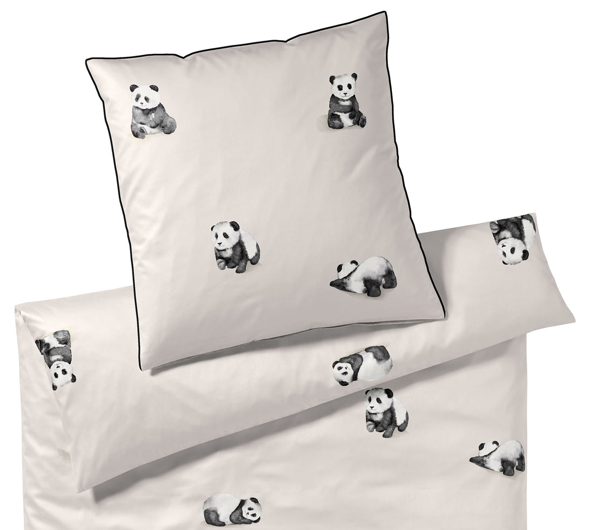 Satin Bettwäsche Panda Bear in Sand Pandabär Freisteller #farbe_Panda Bear Sand