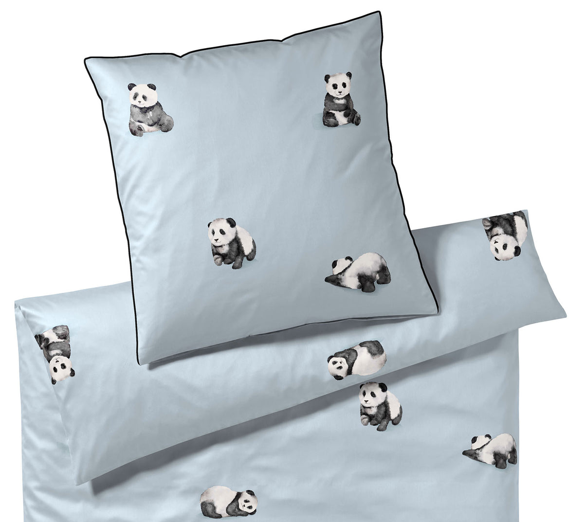 Satin Bettwäsche Panda Bear in Silber Pandabär Freisteller #farbe_Panda Bear Silber