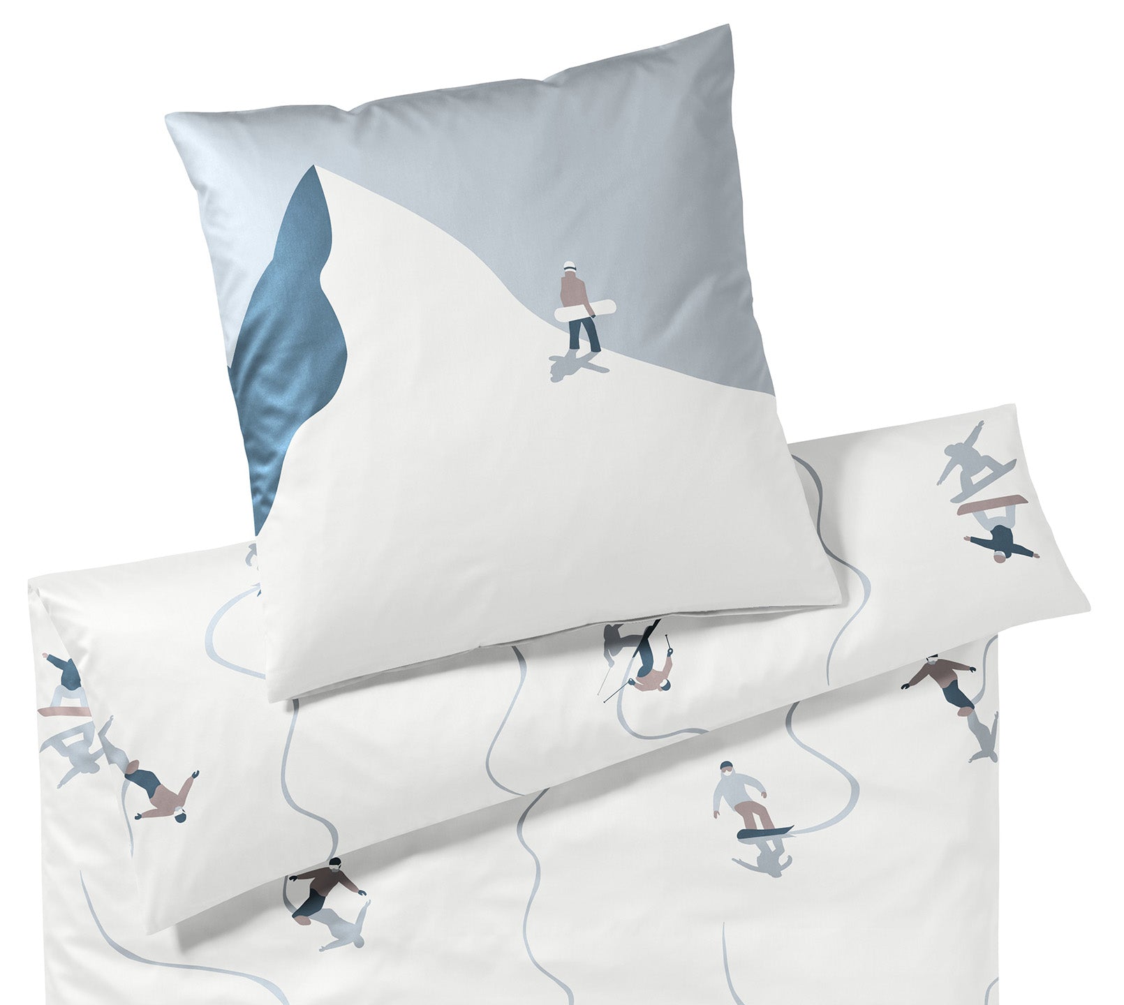 Satin Bettwäsche Joyride Skifahrer Beige Freisteller #farbe_Taupe