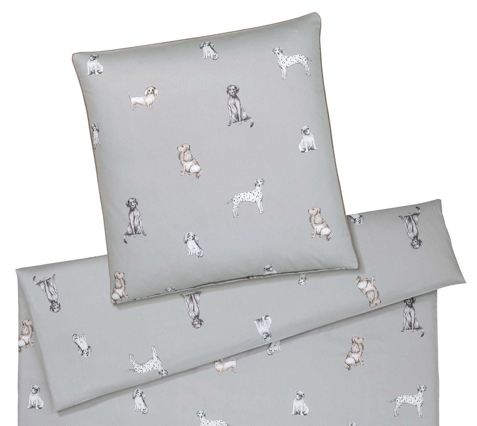 Satin Bettwäsche Woof Hundemotive Freisteller Sand #farbe_Woof Sand