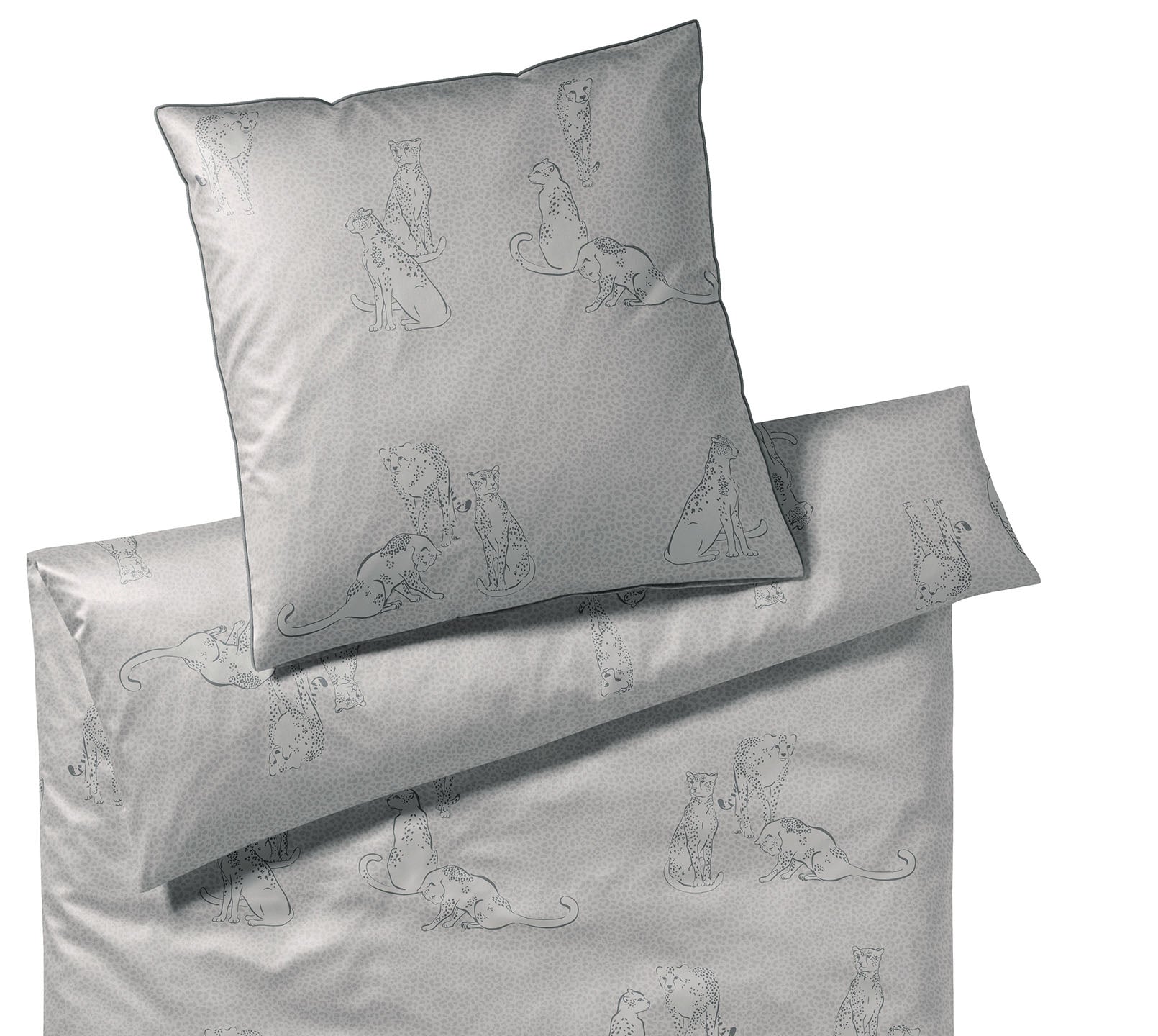 Satin Bettwäsche Panthera mit Panther Motiv Beige-Grau Freisteller #farbe_Taupe