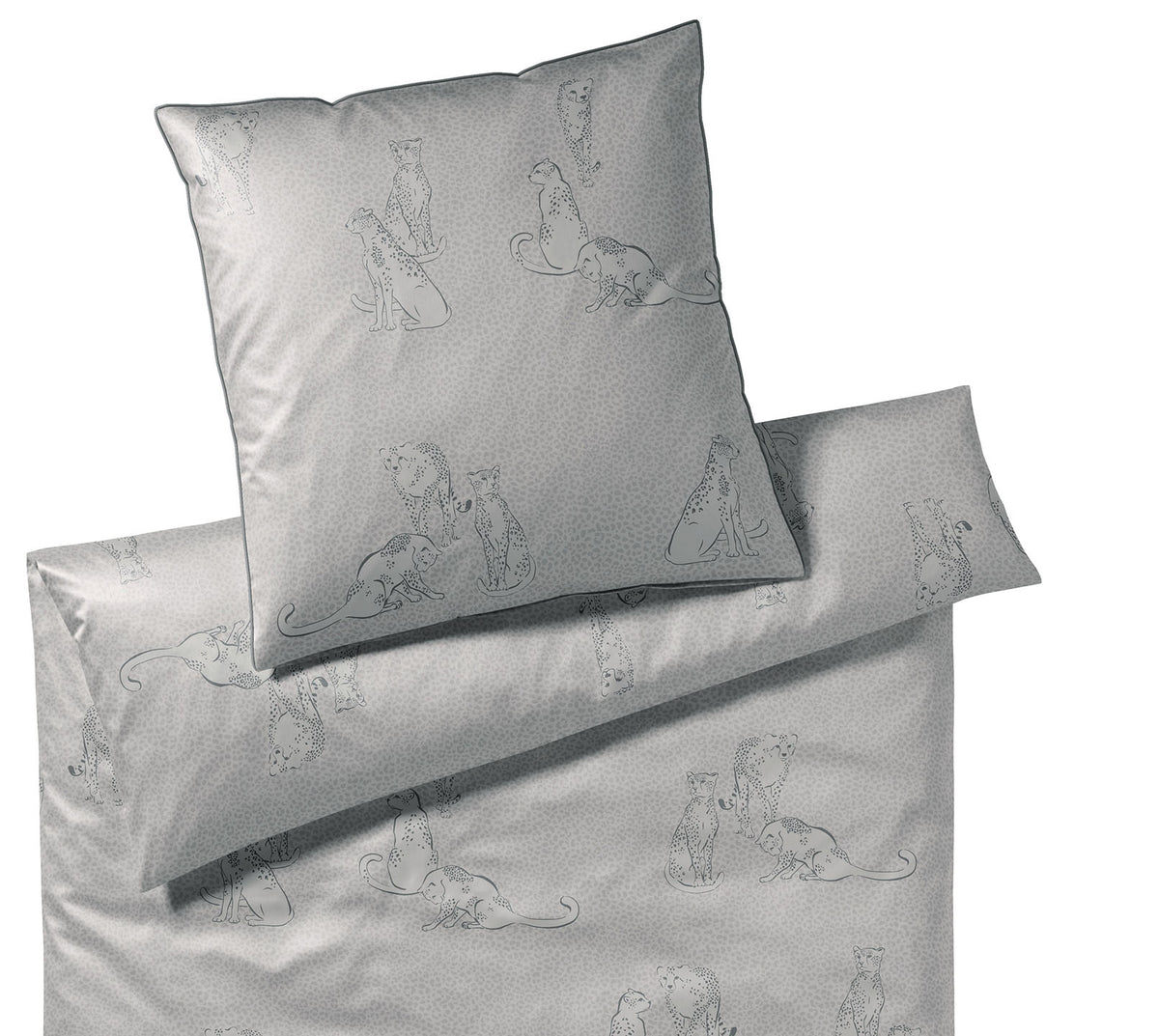 Satin Bettwäsche Panthera mit Panther Motiv Beige-Grau Freisteller #farbe_Taupe