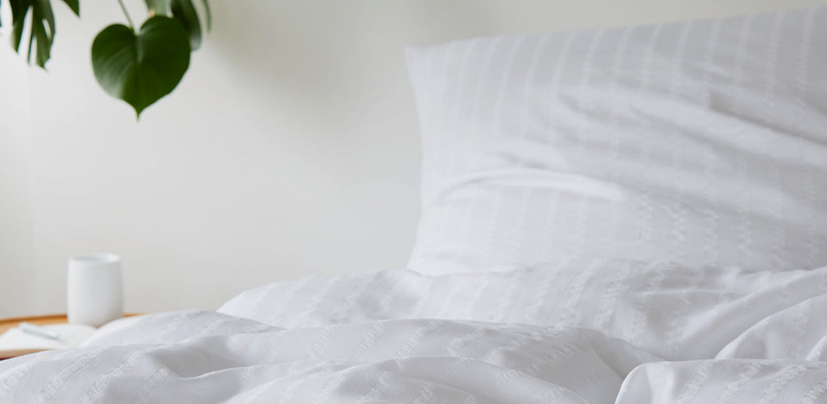 Chelsea Web-Seersucker Bettwäsche Weiß Streifen Schlafzimmer