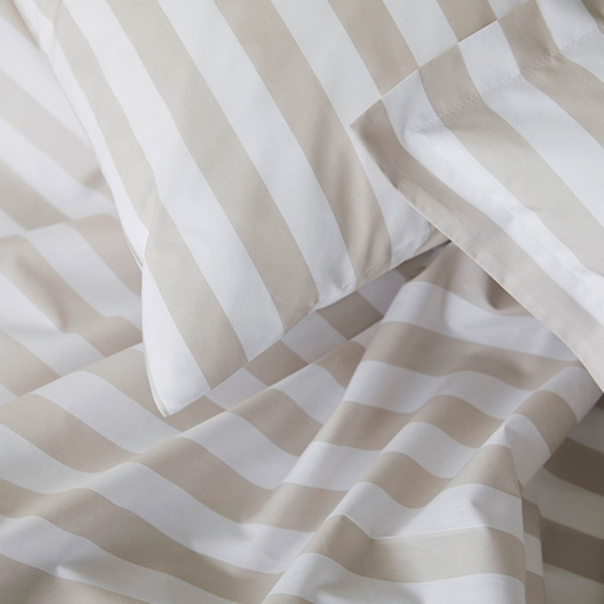 Web Perkal Bettwäsche Lido Streifen beige weiß