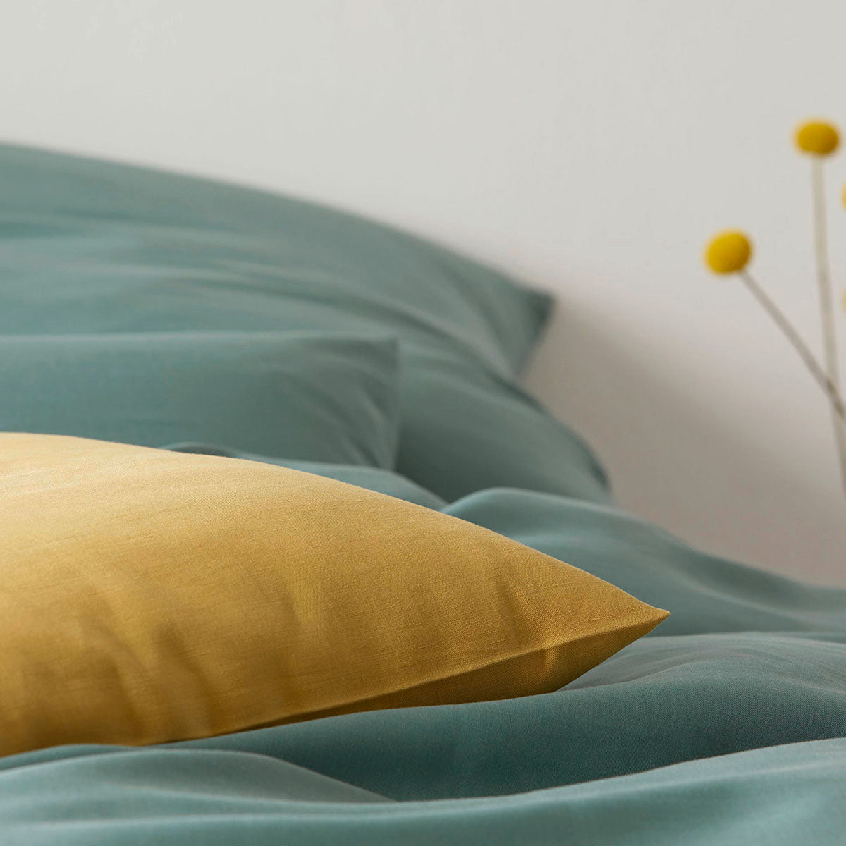 Halbleinen Bettwäsche Breezee Grün Gelb Schlafzimmer