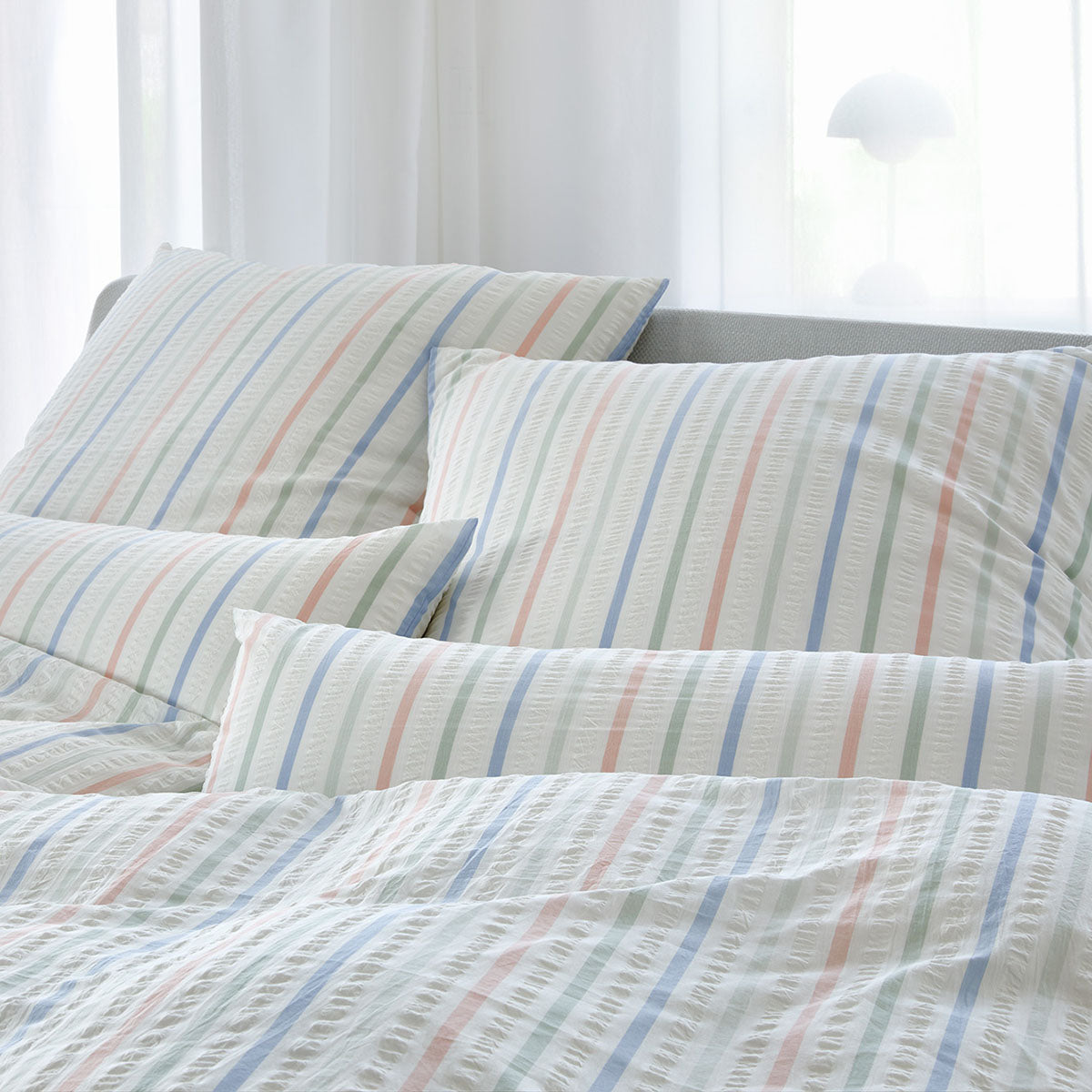 Web-Seersucker Bettwäsche Kopenhagen Streifen Weiß Schlafzimmer