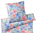 Bambus Satin Bettwäsche Bravo in Bleu Blumen-Blätter-Motiv Freisteller #farbe_Bleu