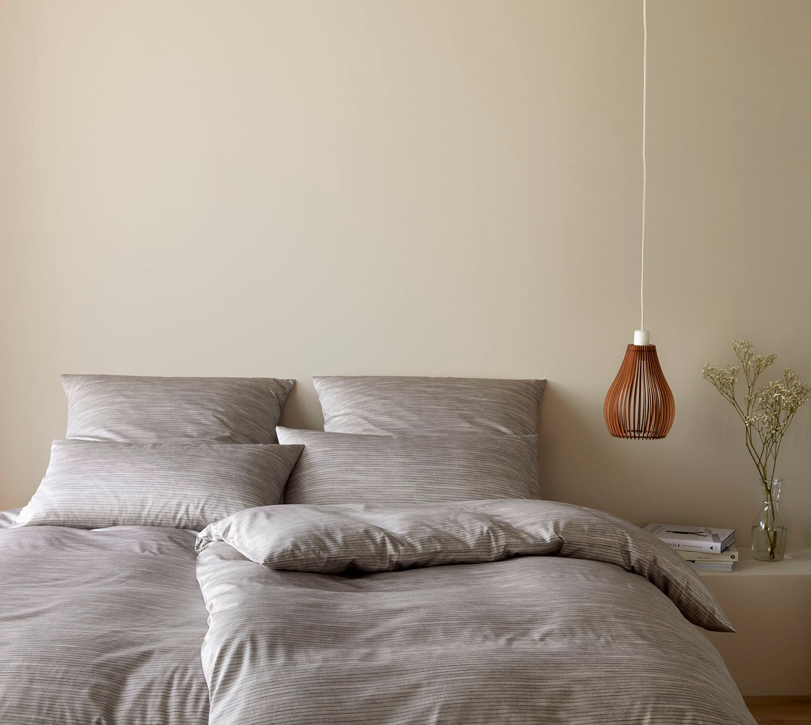 Bambus Satin Bettwäsche Chamber in Natur Streifen Schlafzimmer #farbe_Chamber Natur