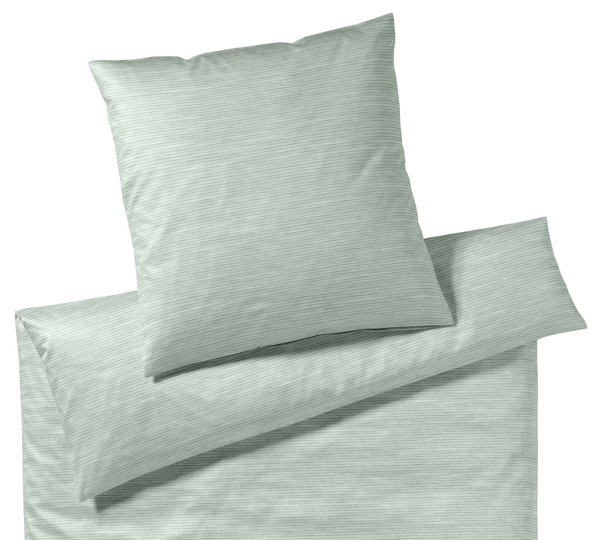 Bambus Satin Bettwäsche Chamber in Grün Streifen Freisteller #farbe_Chamber Grün