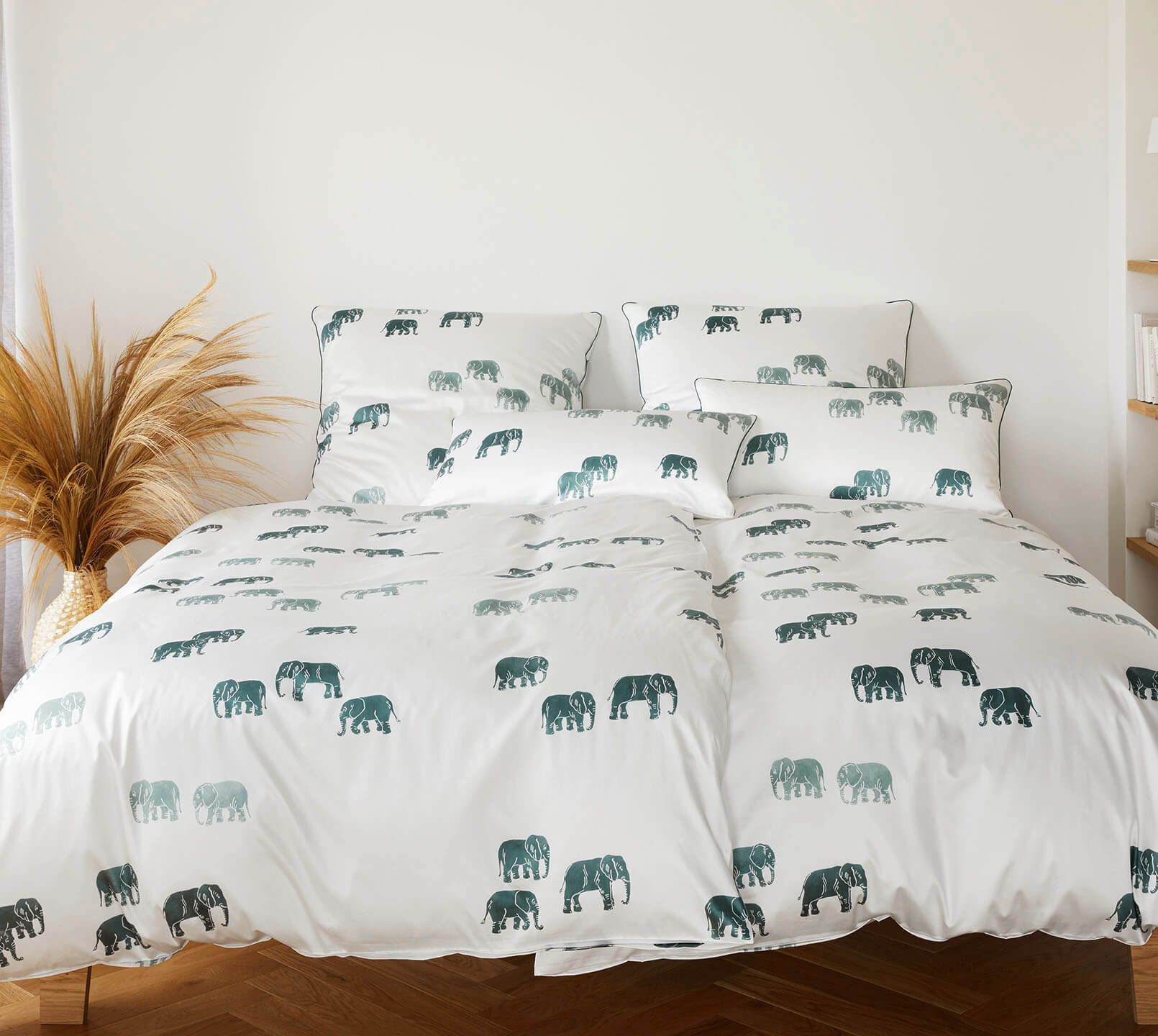 Bambus Satin Bettwäsche Elephant Walk in Salbei-Grün Elefanten Schlafzimmer #farbe_Elephant Walk Salbei-Grün