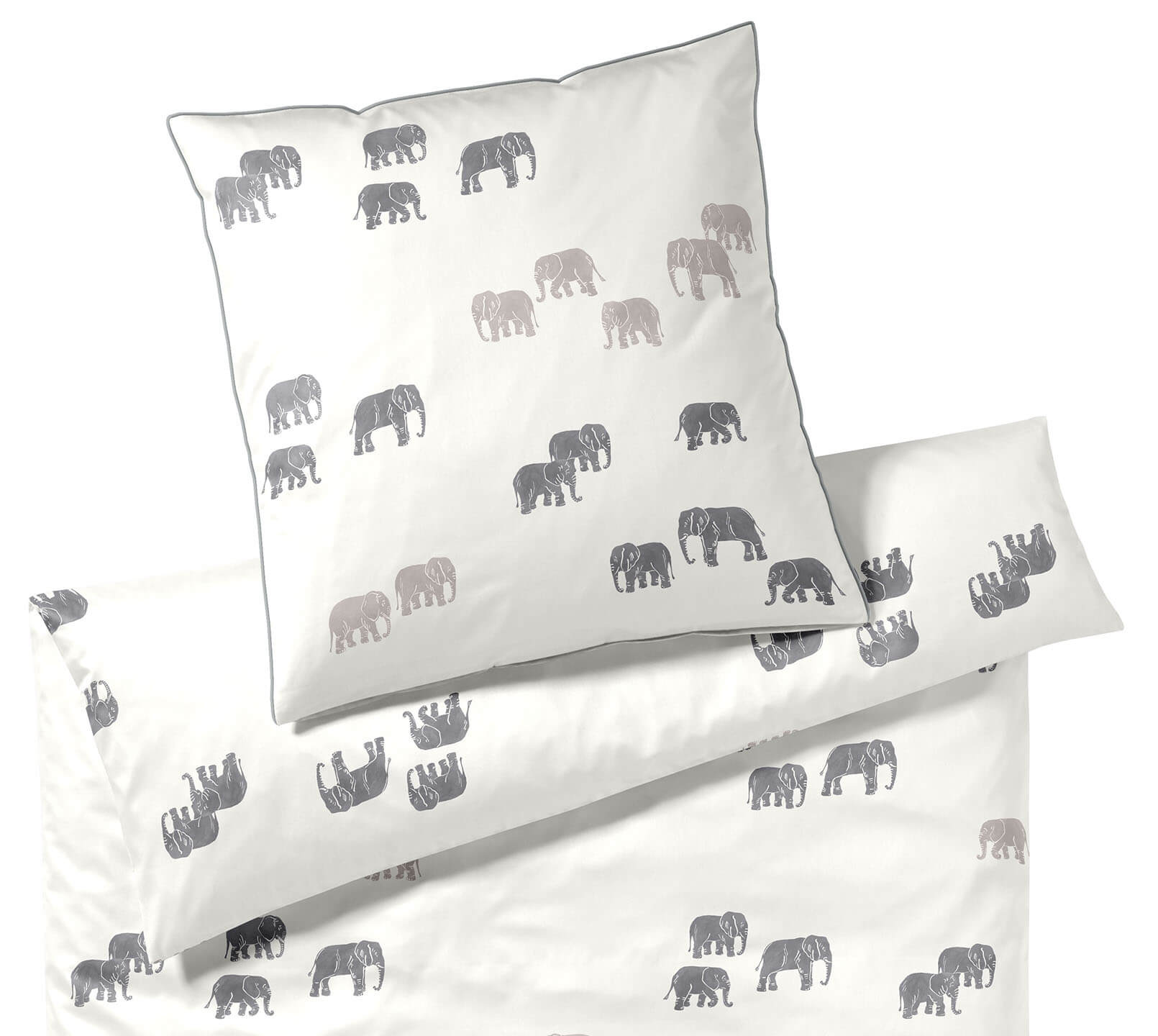 Bambus Satin Bettwäsche Elephant Walk in Natur Elefanten Freisteller #farbe_Elephant Walk Natur