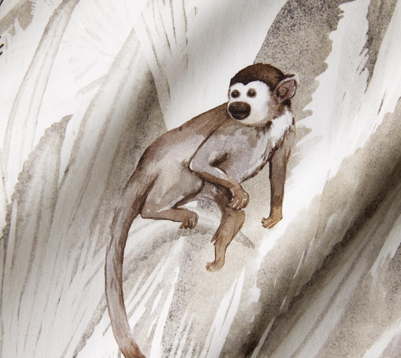Bambus Satin Bettwäsche Monkeys in Natur Dschungel Affen Detail 2 #farbe_Monkeys Natur