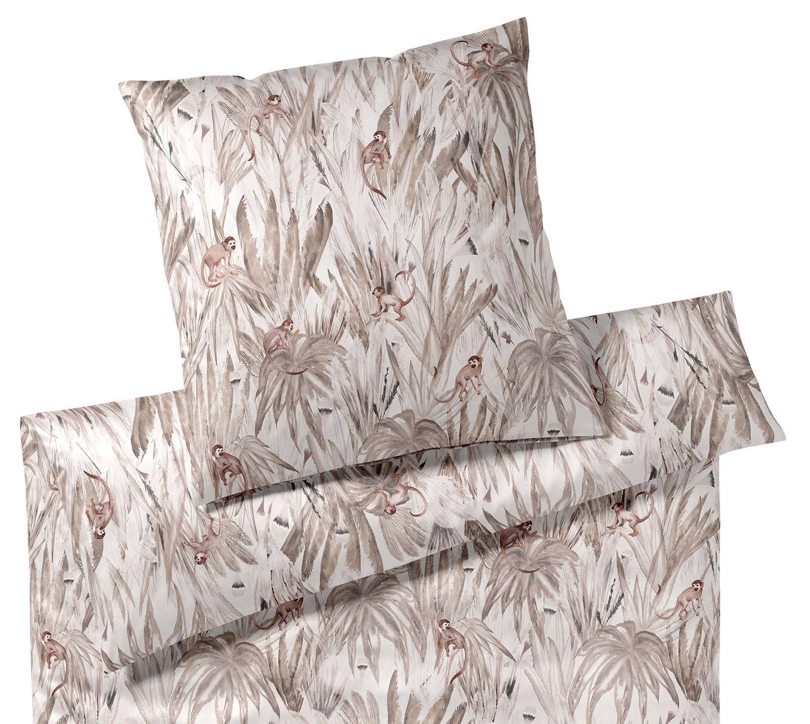 Bambus Satin Bettwäsche Monkeys in Natur Dschungel Affen Freisteller #farbe_Monkeys Natur