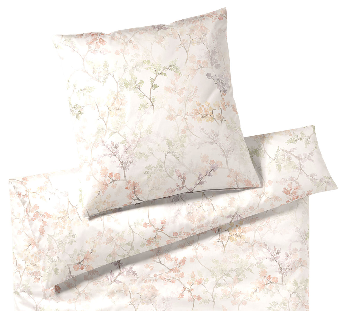 Bambus Satin Bettwäsche Symphony in Offwhite Blätterzweige Freisteller #farbe_Symphony Offwhite