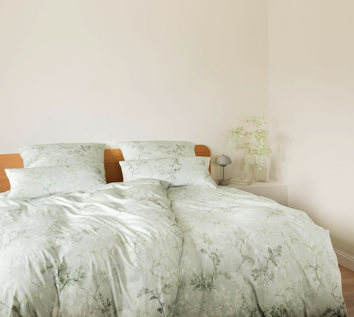 Bambus Satin Bettwäsche Symphony in Salbei Blätterzweige Schlafzimmer #farbe_Symphony Salbei