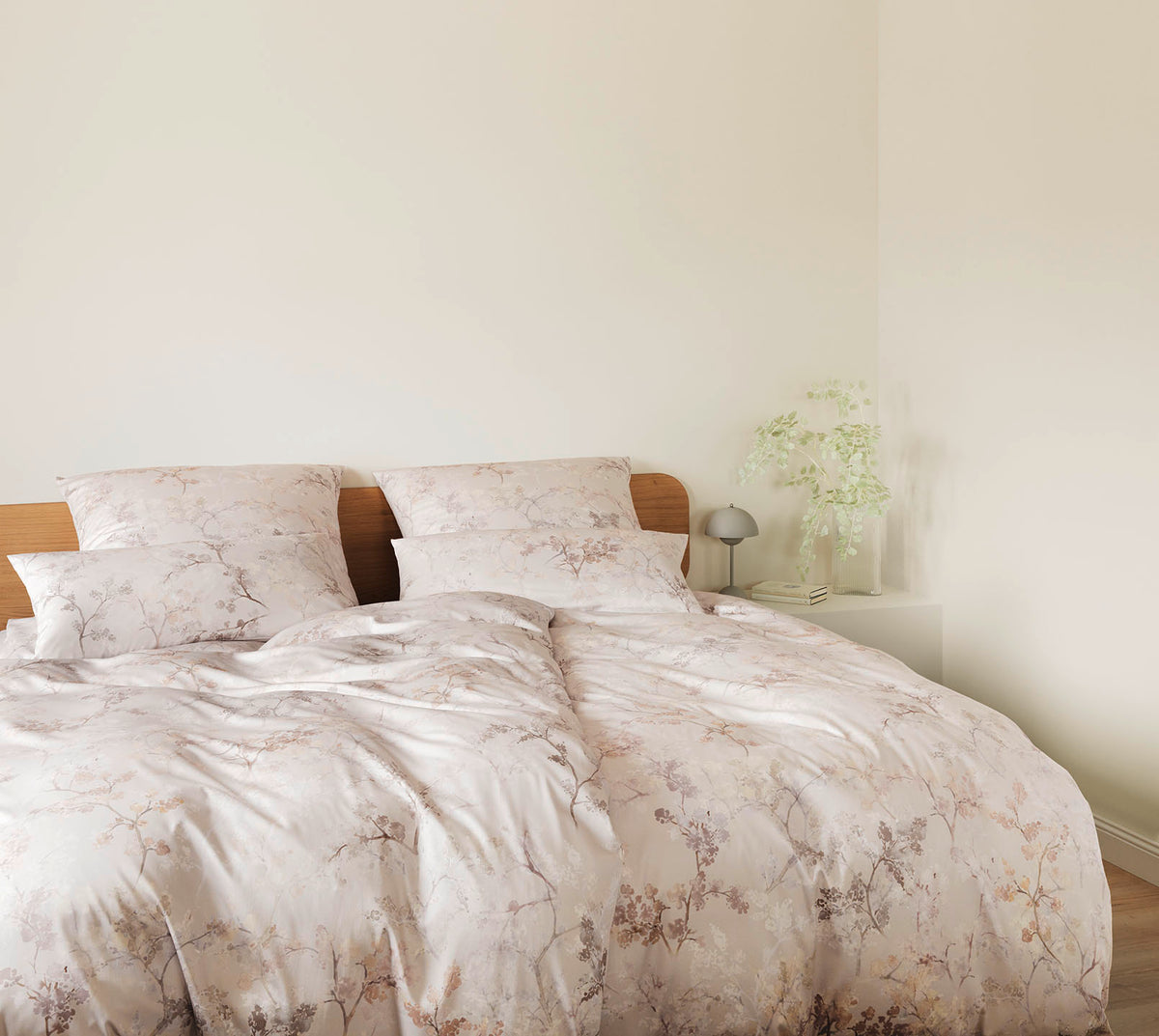 Bambus Satin Bettwäsche Symphony in Mauve Blätterzweige Schlafzimmer #farbe_Symphony Mauve