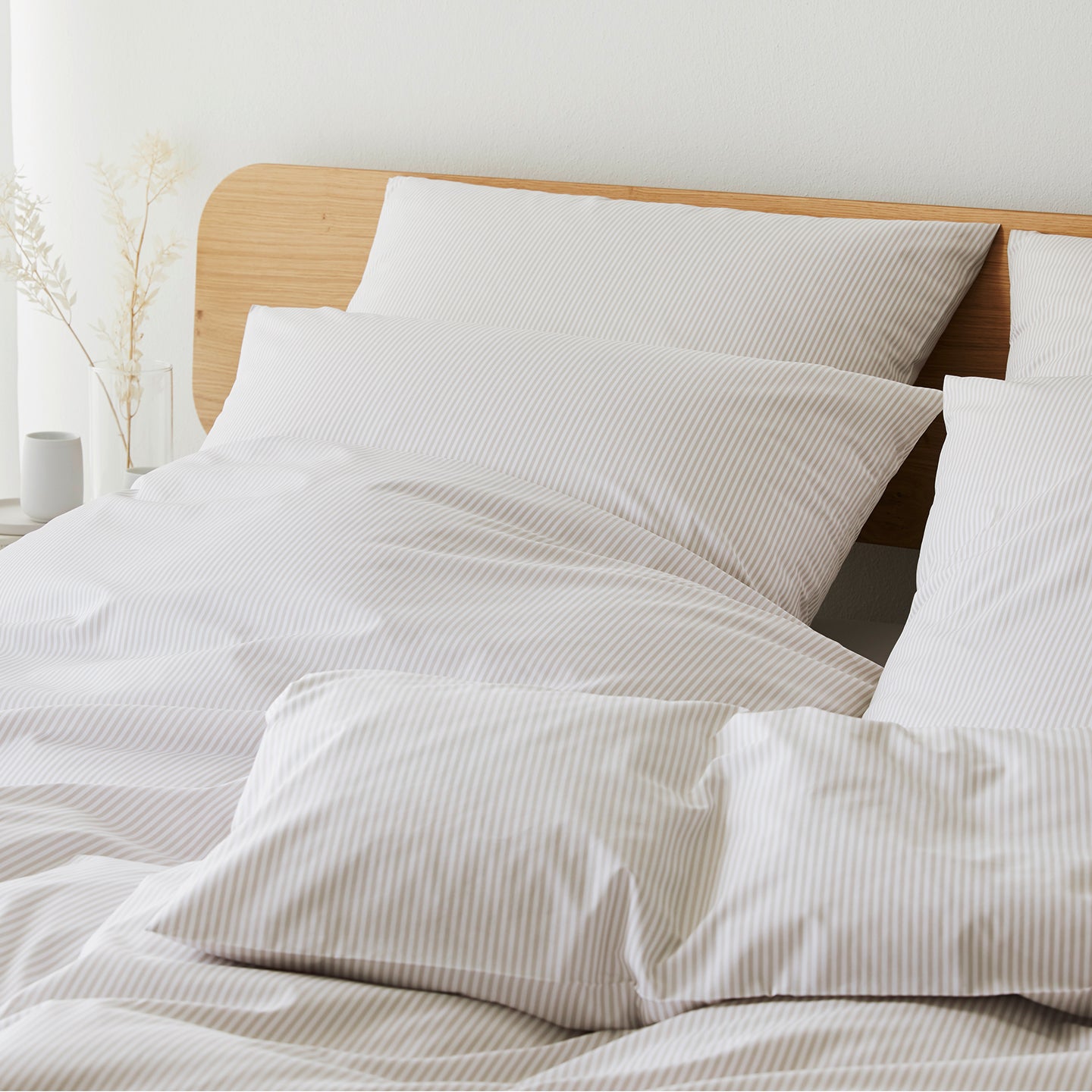 Bettwäsche aus Perkal Classico in Beige Streifen Schlafzimmer #farbe_Classico Clay 