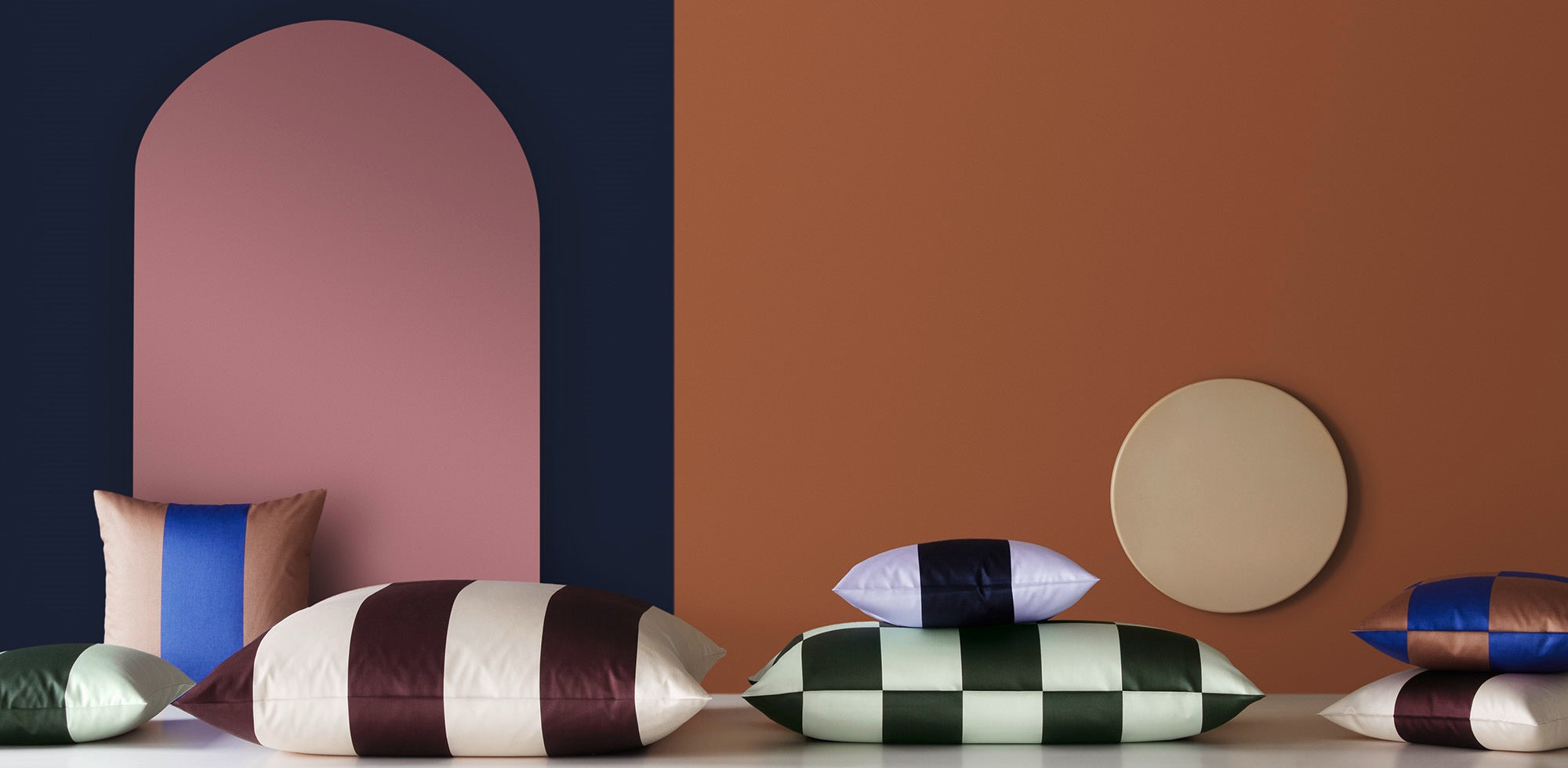 Satin Bettwäsche Kissen Bunt Streifen Karo Mix