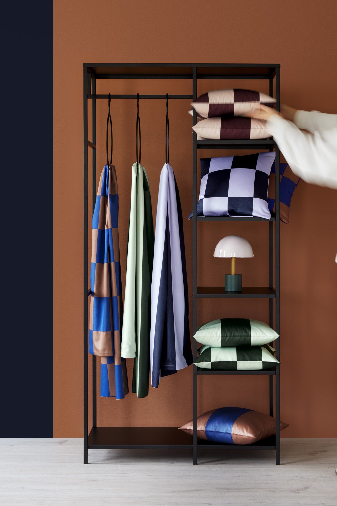 Satin Bettwäsche Karo Streifen Bunt Regal 