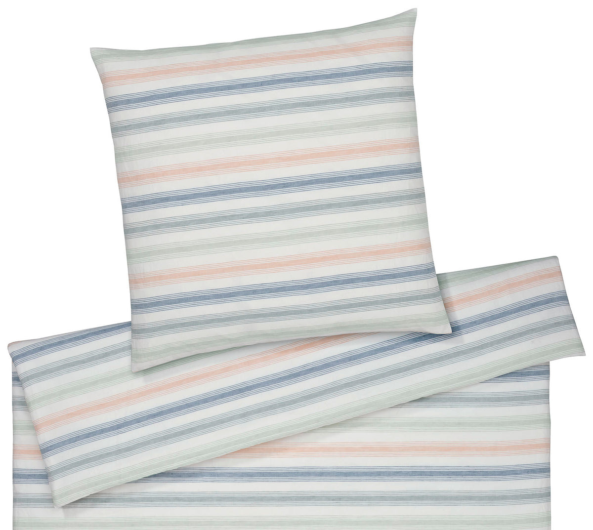 Halbleinen Bettwaesche Bliss in Puder Streifen Freisteller #farbe_Puder