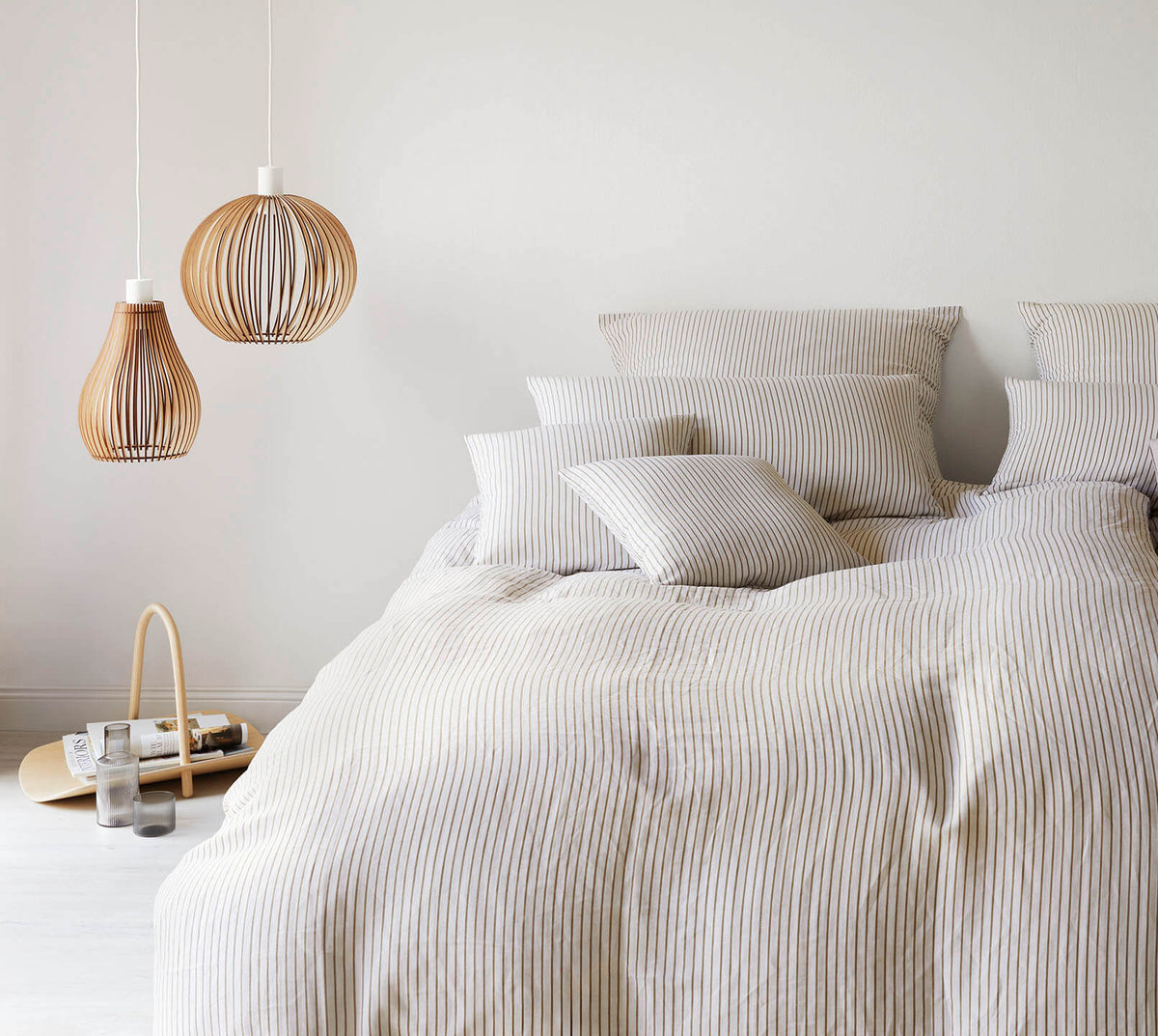 Halbleinen Bettwäsche Cozy mit feinen Längsstreifen