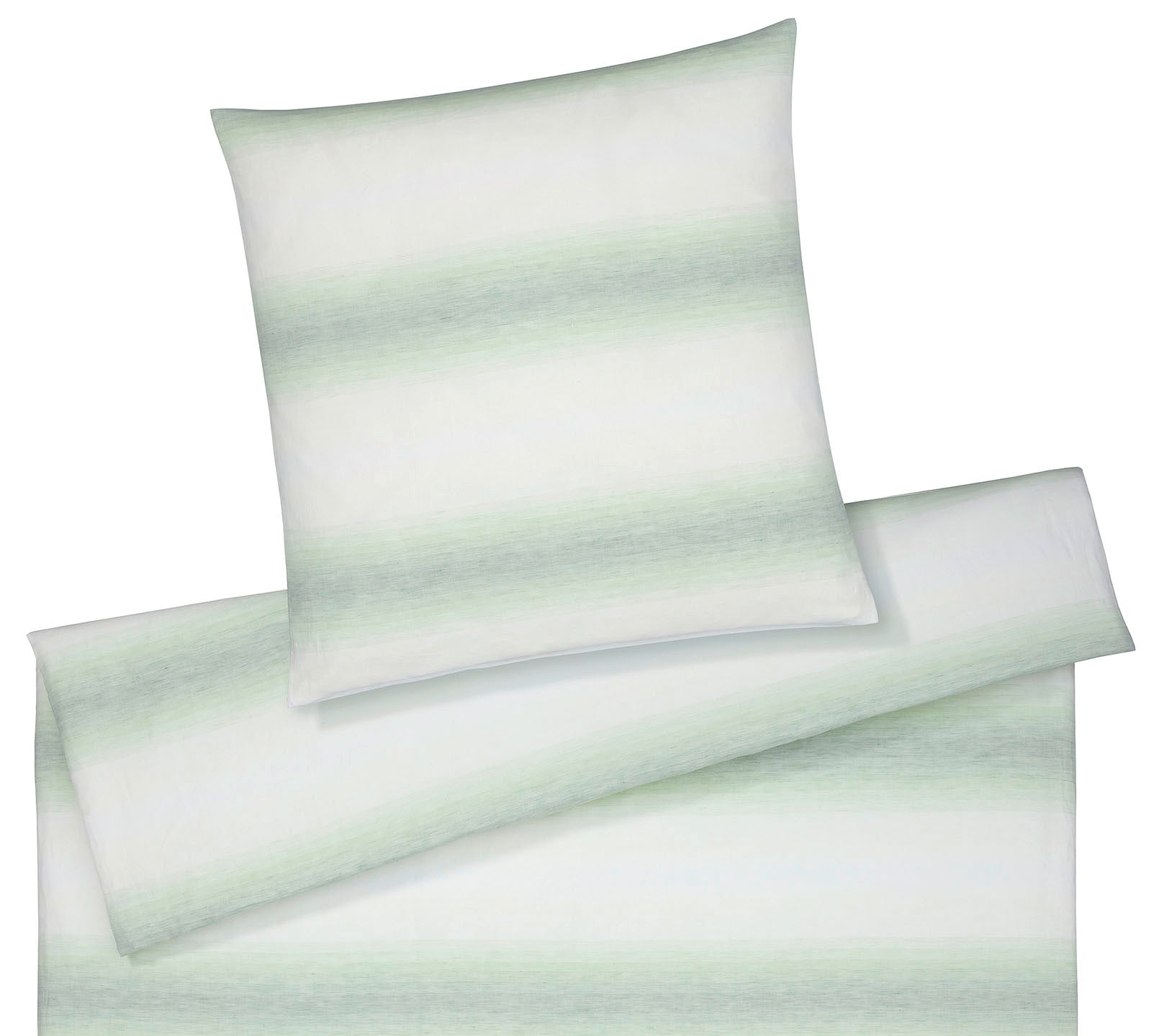 Halbleinen Bettwäsche Layer in Pastellgrün Farbverlauf Streifen Freisteller #farbe_Layer Pastellgrün