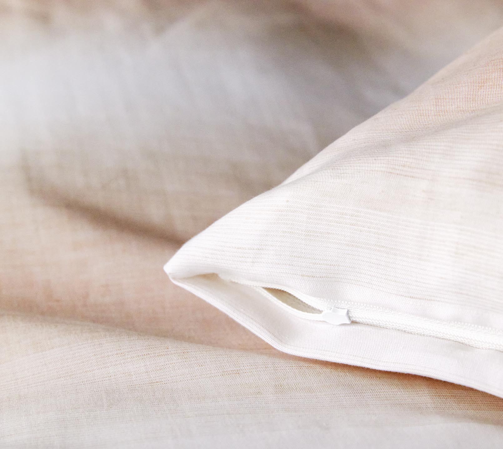 Halbleinen Bettwäsche Layer in Pfirsich Farbverlauf Streifen Reißverschluss #farbe_Layer Pfirsich