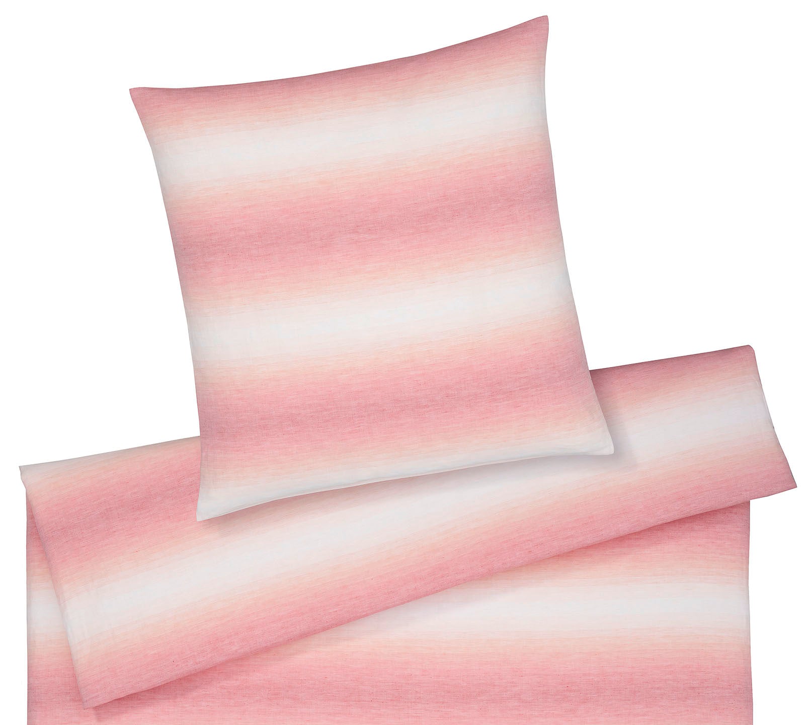 Halbleinen Bettwäsche Layer in Wassermelone Farbverlauf Streifen Freisteller #farbe_Layer Wassermelone
