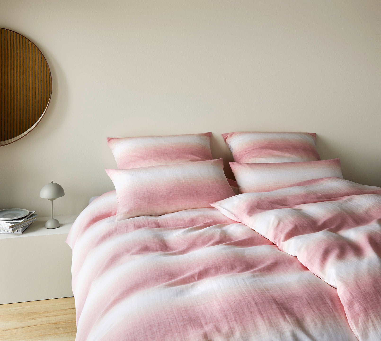 Halbleinen Bettwäsche Layer in Wassermelone Farbverlauf Streifen Schlafzimmer #farbe_Layer Wassermelone