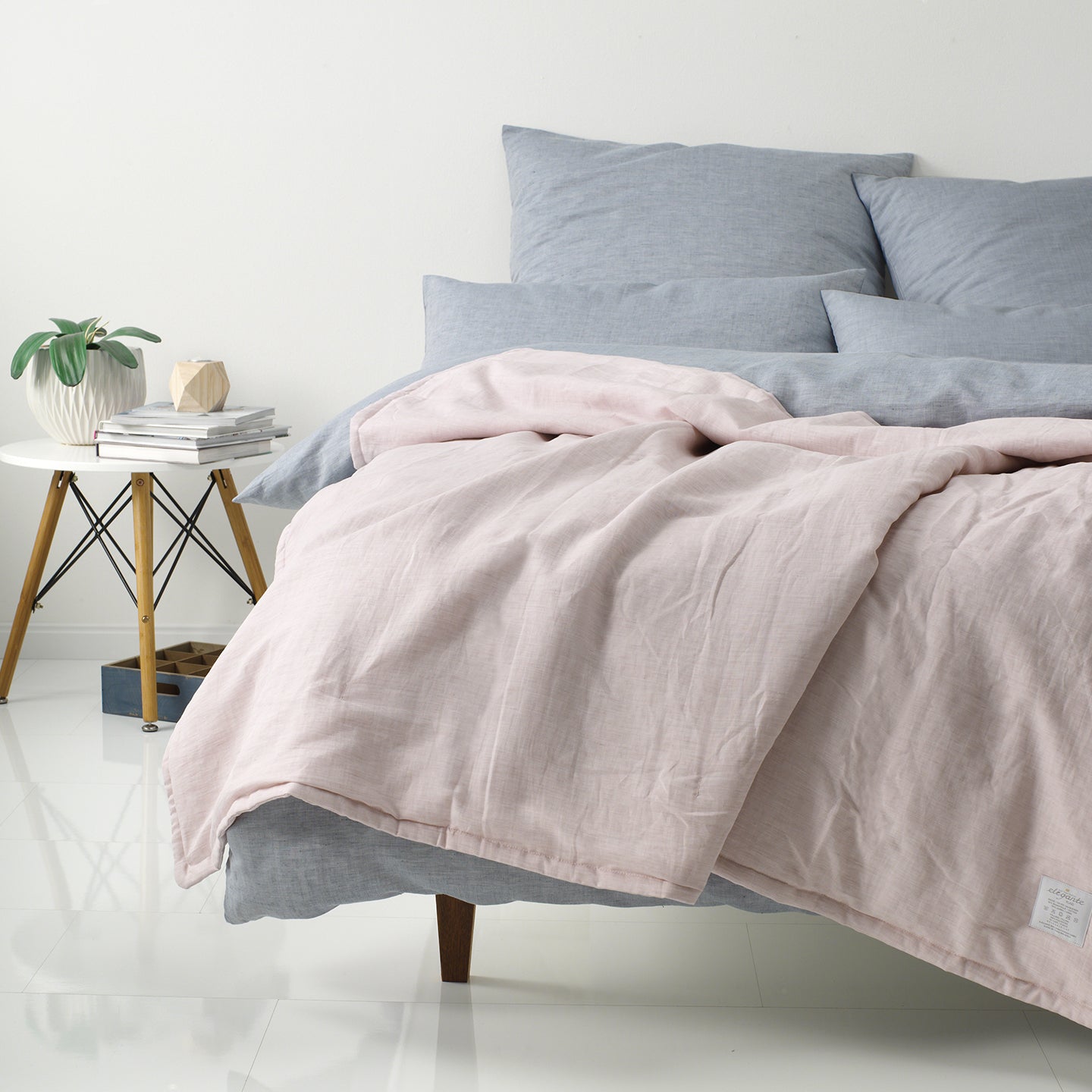 Halbleinen Bettwäsche Plaid Breezee in Rose Schlafzimmer #farbe_Rosé